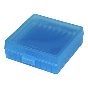 AMMO BOX 100 ROUND FLIP-TOP FOR 22 LR CLEAR BLUE