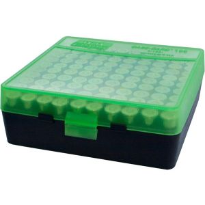 AMMO BOX 100 ROUND FLIP-TOP 38 TO 357 GREEN/BLACK