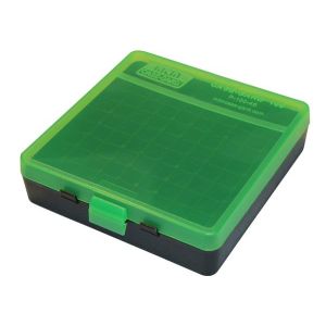 AMMO BOX 100 ROUND FLIP-TOP 40 10MM 45 ACP CLEAR GREEN/BLACK