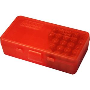 AMMO BOX 50 ROUND FLIP-TOP 38 TO 357 CLEAR RED