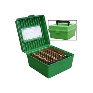 MTM Case-Gard Deluxe Ammo Box 100 Round Handle 22-250 to 458 Win - Green