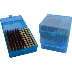 AMMO BOX 100 RND FLIPTOP 22-250 243 308WIN 220 SWIFT CLR BLU