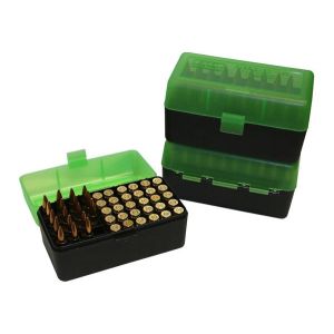 AMMO BOX 50 ROUND FLIP-TOP 243 308 WIN 220 SWIFT CLR GRN/BLK