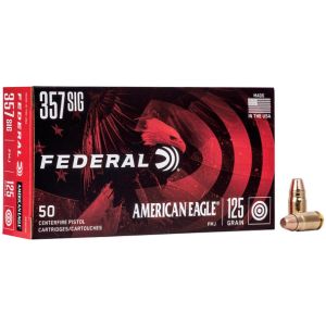 Federal American Eagle Handgun Ammunition: 357 Sig, 125 gr, FMJ, 1350 fps, Model AE357S2