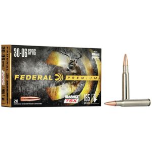 Federal Barnes TSX Ammunition: 30-06 Springfield, 165 gr, TSX, 2800 fps, Model P3006AF