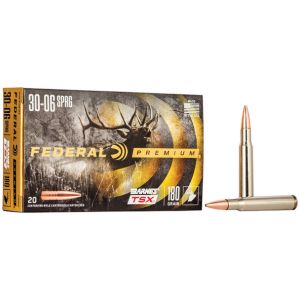 Federal Barnes TSX Ammunition: 30-06 Springfield, 180 gr, TSX, 2700 fps, Model P3006AE