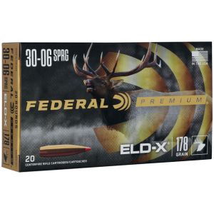 Federal ELD-X Ammunition: 30-06 Springfield, 178 gr, ELD-X, 2760 fps, Model P3006ELDX1