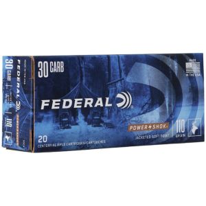 Federal Power-Shok Rifle Ammunition: 30 Carbine, 110 gr, JSP, 1990 fps, Model 30CA