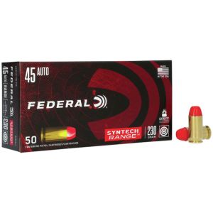 Federal Syntech Range Ammunition: 45 ACP, 230 gr, SJFN, 830 fps, Model AE45SJ1