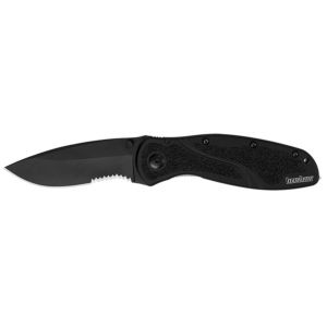 Kershaw Blur - Black, Serrated, Glassbreaker Knife, Model 1670GBBLKST