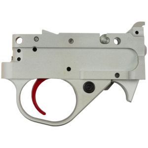 KIDD Two Stage Trigger for 10/22: Silver, Red Curved Trigger, 12oz/12oz, Ext Mag Release, 22 LR Hammer Spring