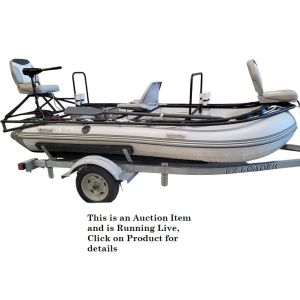 C-Wave 12 Ft Inflatable Boat, W/4Pc Aluminum Floor, 55 Lb Thrust Electric Motor & Battery, item #61141