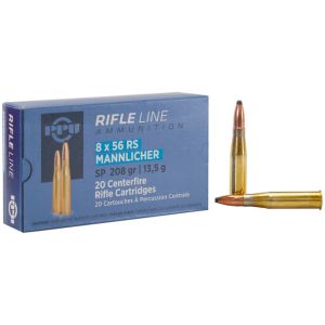 PPU (Prvi Partizan) Metric Rifle Ammunition - 8x56 RS Mannlicher, 208 gr, SP, 2300 fps, Model PP856S