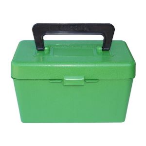 DELUXEAMMOBOX 50RND HDL 300 WSM 300 REM ULTRA MAG GRN