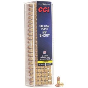 CCI Short Hollow Point 22 Short, 27 gr, Copper Plated Hollow Point Rimfire Ammunition