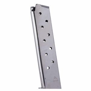 Mec-Gar Magazine for 1911 Full-Size - 45 ACP, 10-Rounds, Nickel, Metal Floorplate
